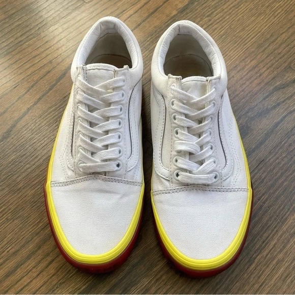 VANS Old Skool ‘ OFF THE _ ‘ Low Canvas White/Yellow RARE 500714 Men 7 Women 8.5 - Picture 5 of 12